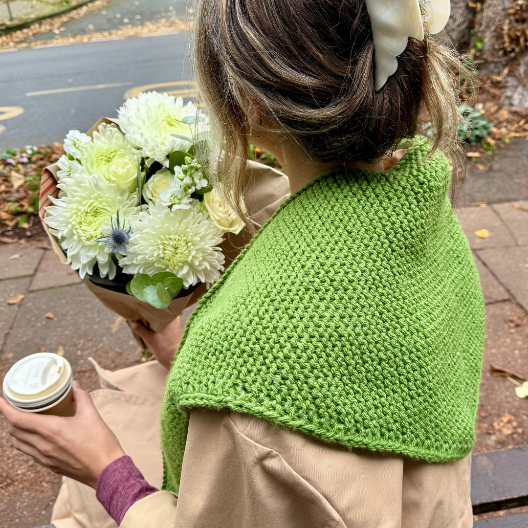 Triangle scarf knitting kit | beginner friendly knit kit | I-cord edge knitted scarf kit