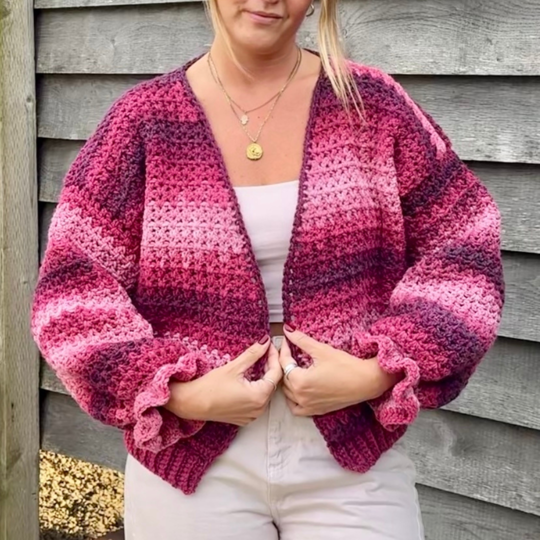 Ivy cardigan crochet kit | aurora chunky yarn | easy diy crochet kit | cardigan kit