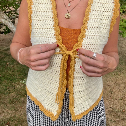 Crochet pattern - The Hallie Tie Front Top | Digital crochet pattern | beginner friendly pattern | tie front top crochet pattern