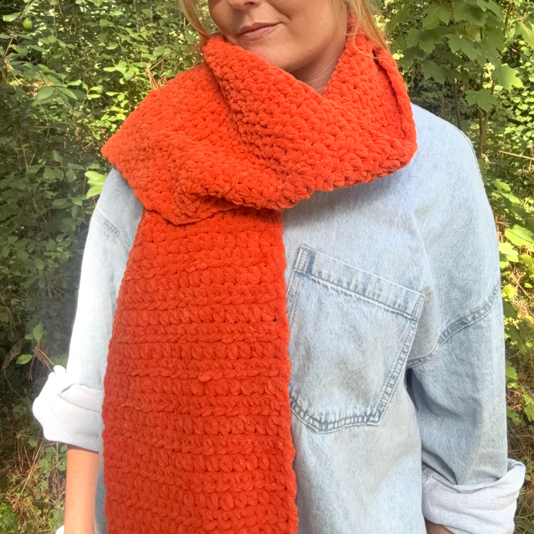 squishy chenille crochet scarf kit | complete DIY crochet scarf kit | squishy scarf