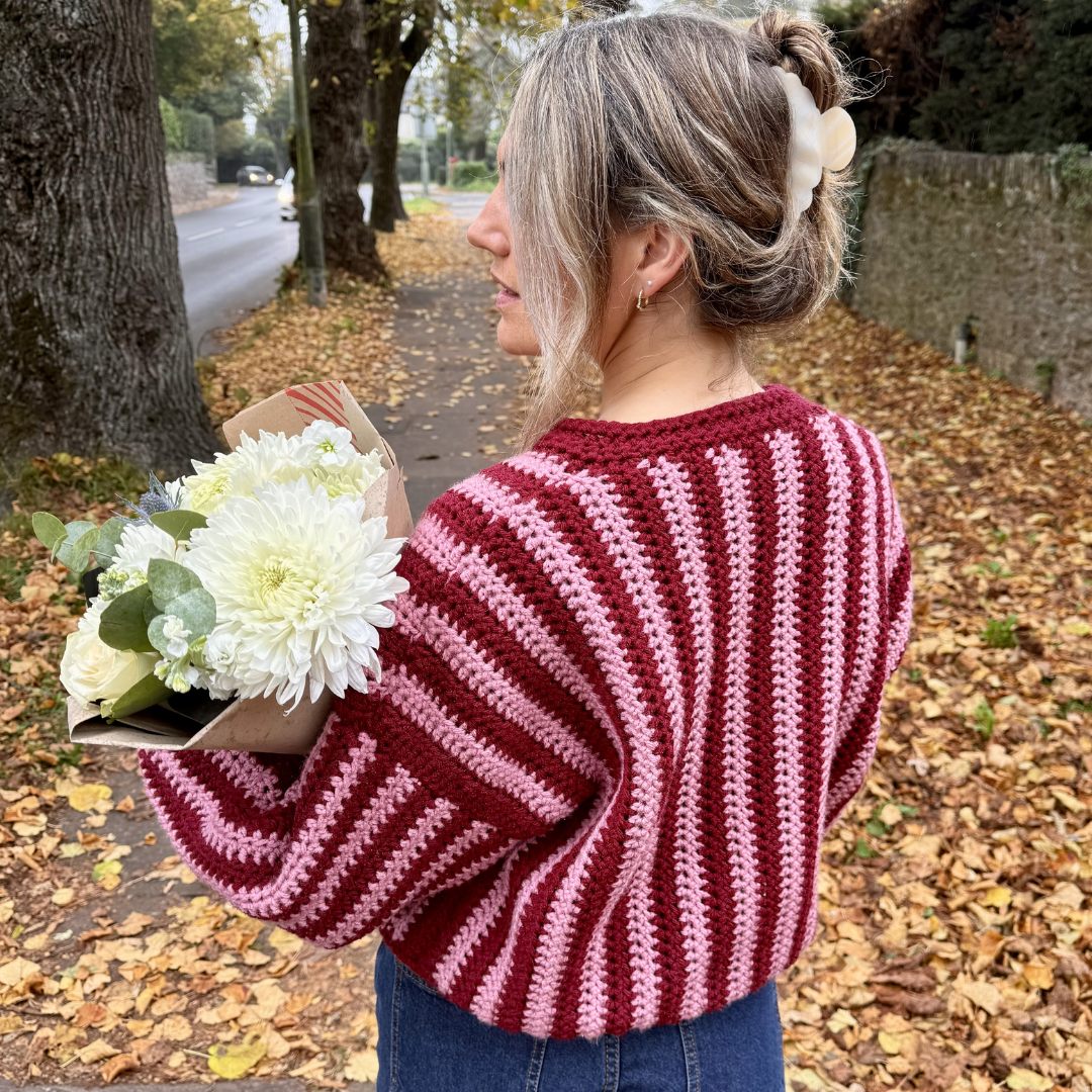 Sophie Cardigan crochet kit | stripe crochet cardi kit | chunky cardigan kit
