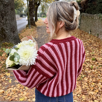 Sophie Cardigan crochet kit | stripe crochet cardi kit | chunky cardigan kit