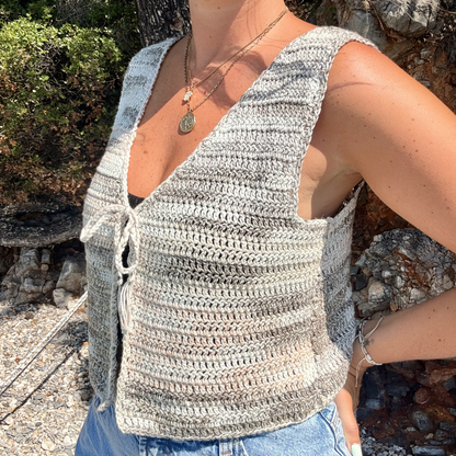 Dani tie top crochet kit | cotton waves yarn | cotton crochet kit | summer top crochet kit