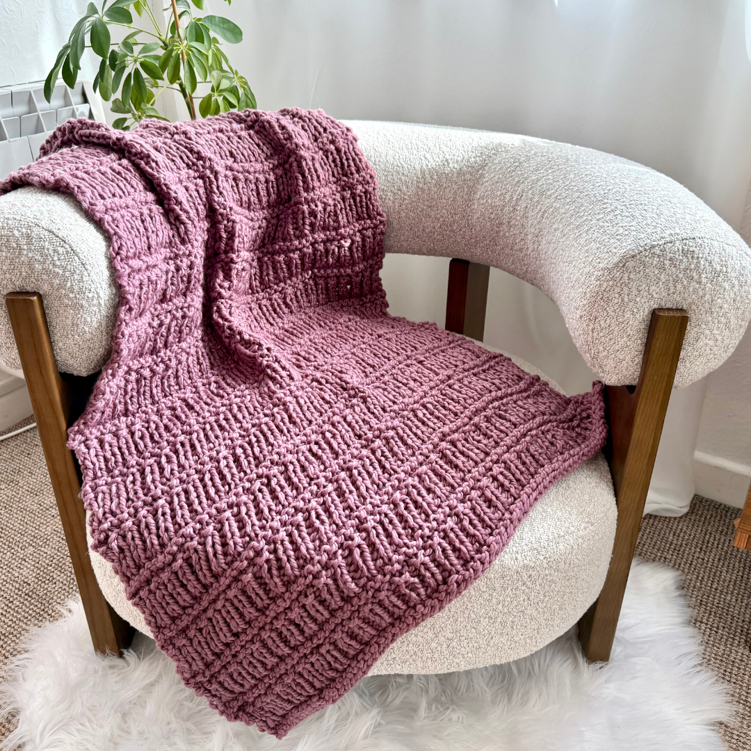 Chunky Hurdle Stitch Blanket Knitting Pattern | Digital Knitting Pattern | Beginner Friendly