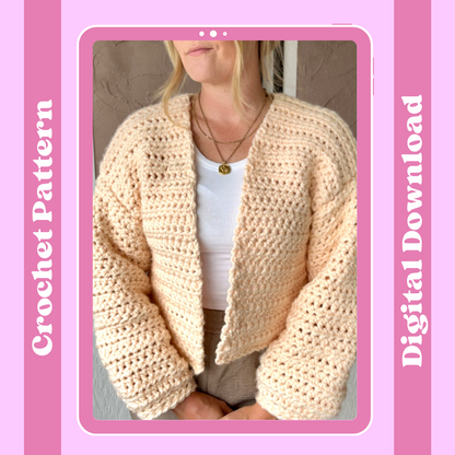 Libby Cardigan Crochet Pattern - digital crochet pattern - beginner friendly