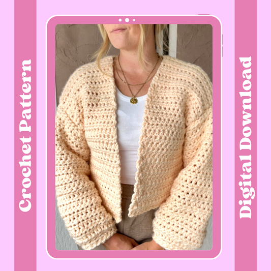Libby Cardigan Crochet Pattern - digital crochet pattern - beginner friendly