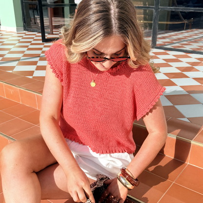 The Maddie Tee - Summer knit pattern | double knit cotton tee pattern | digital knitting pattern | intermediate level knit