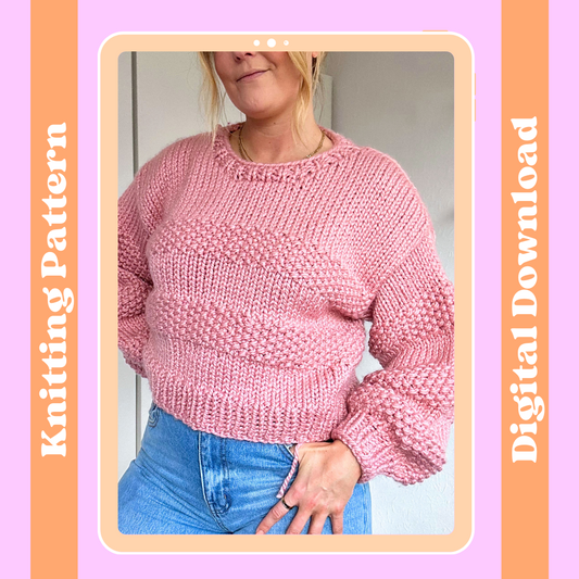 seed stitch chunky knit jumper pattern - beginner friendly