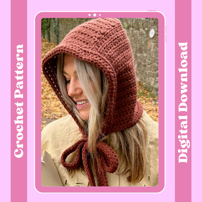 Crochet bonnet digital crochet pattern | digital download | beginner friendly crochet bonnet pattern
