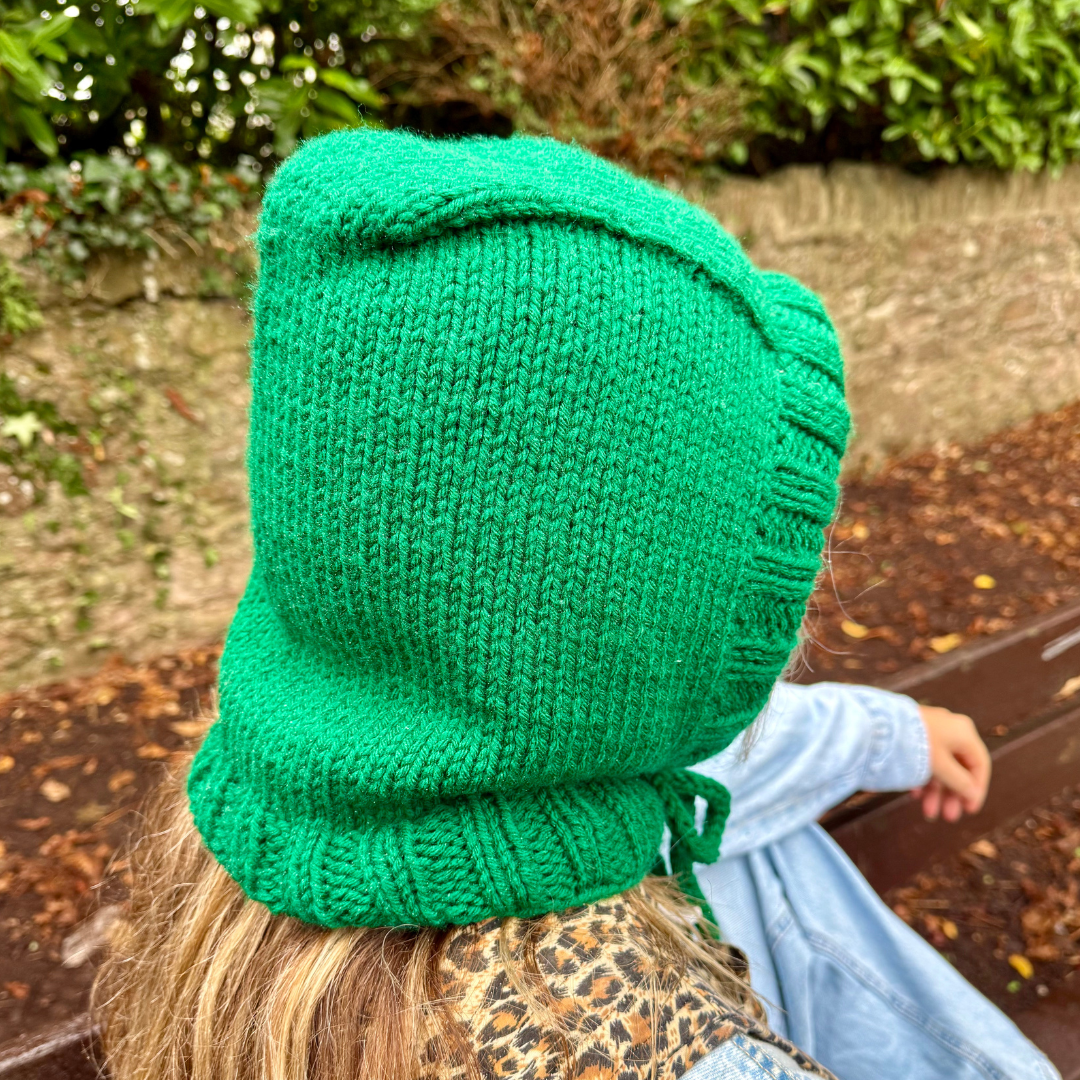 Knitted hood knitting kit | complete DIY knitting kit | knit your own hood with I-cord tie