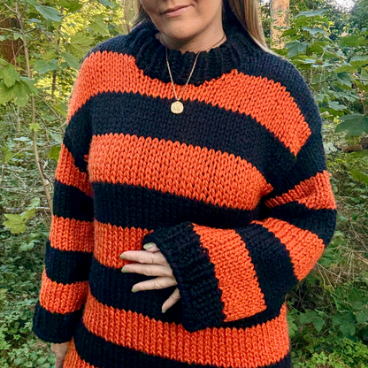 chunky stripe jumper dress knitting kit | beginner friendly knit kit | stripe jumper dress knit kit