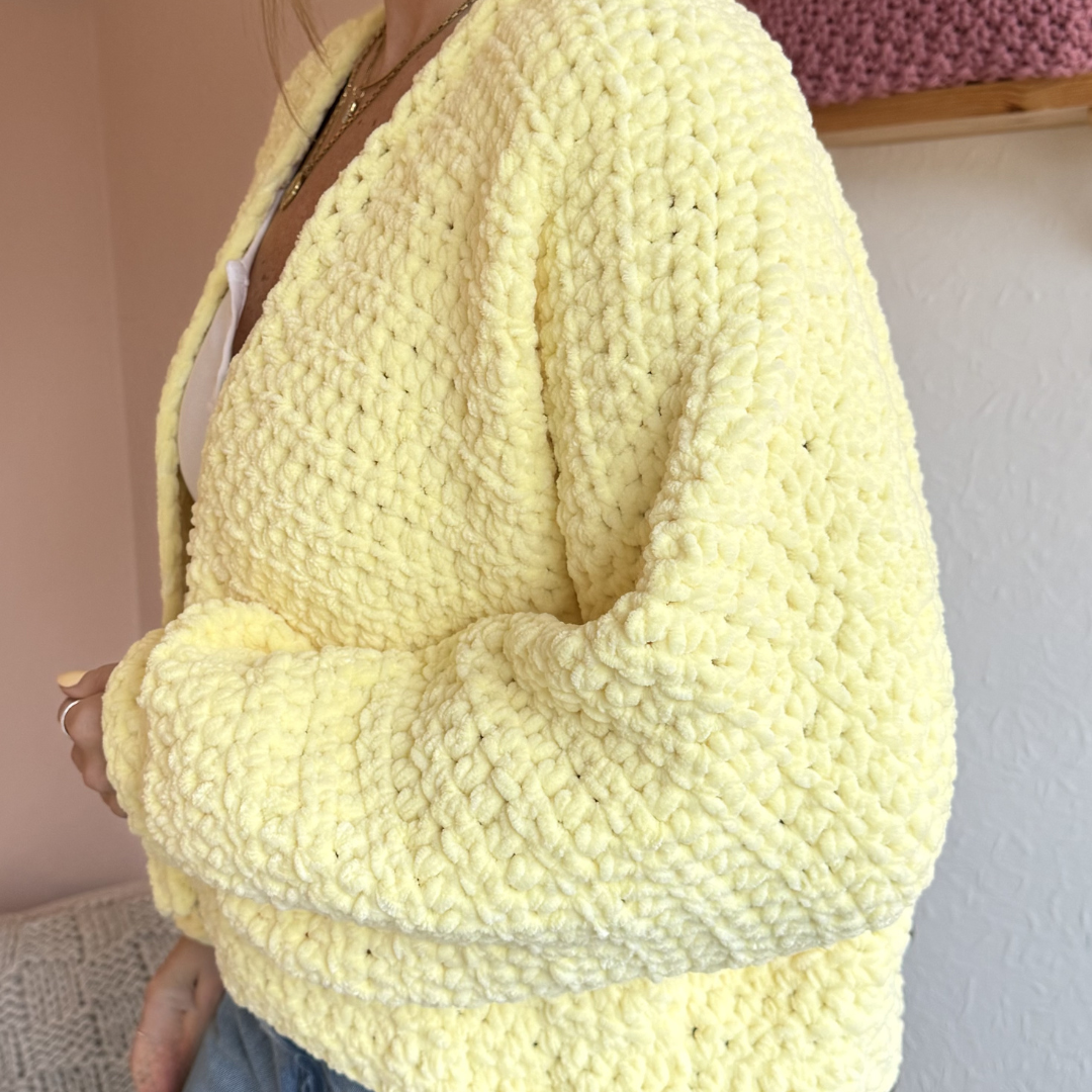 crochet cardigiant pattern | digital crochet pattern | weighted chenille cardigan pattern