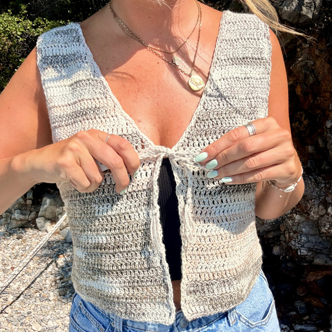 Dani tie top crochet kit | cotton waves yarn | cotton crochet kit | summer top crochet kit