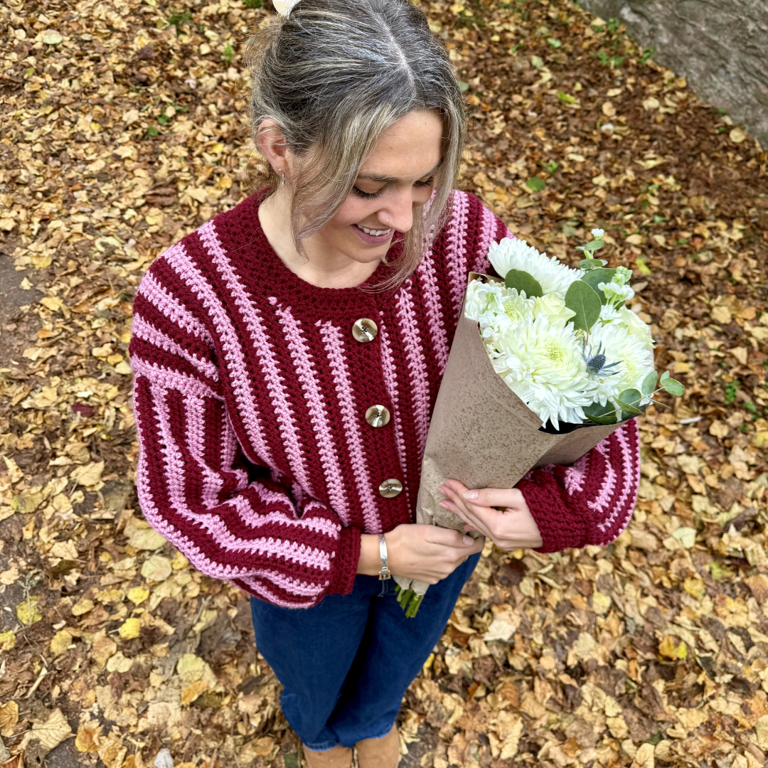 Sophie Cardigan crochet kit | stripe crochet cardi kit | chunky cardigan kit