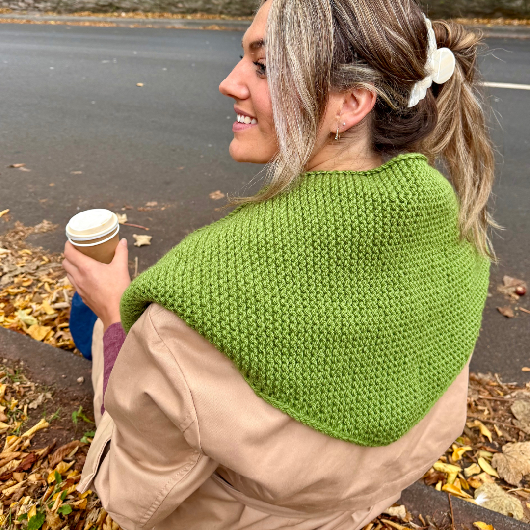 Triangle scarf knitting kit | beginner friendly knit kit | I-cord edge knitted scarf kit