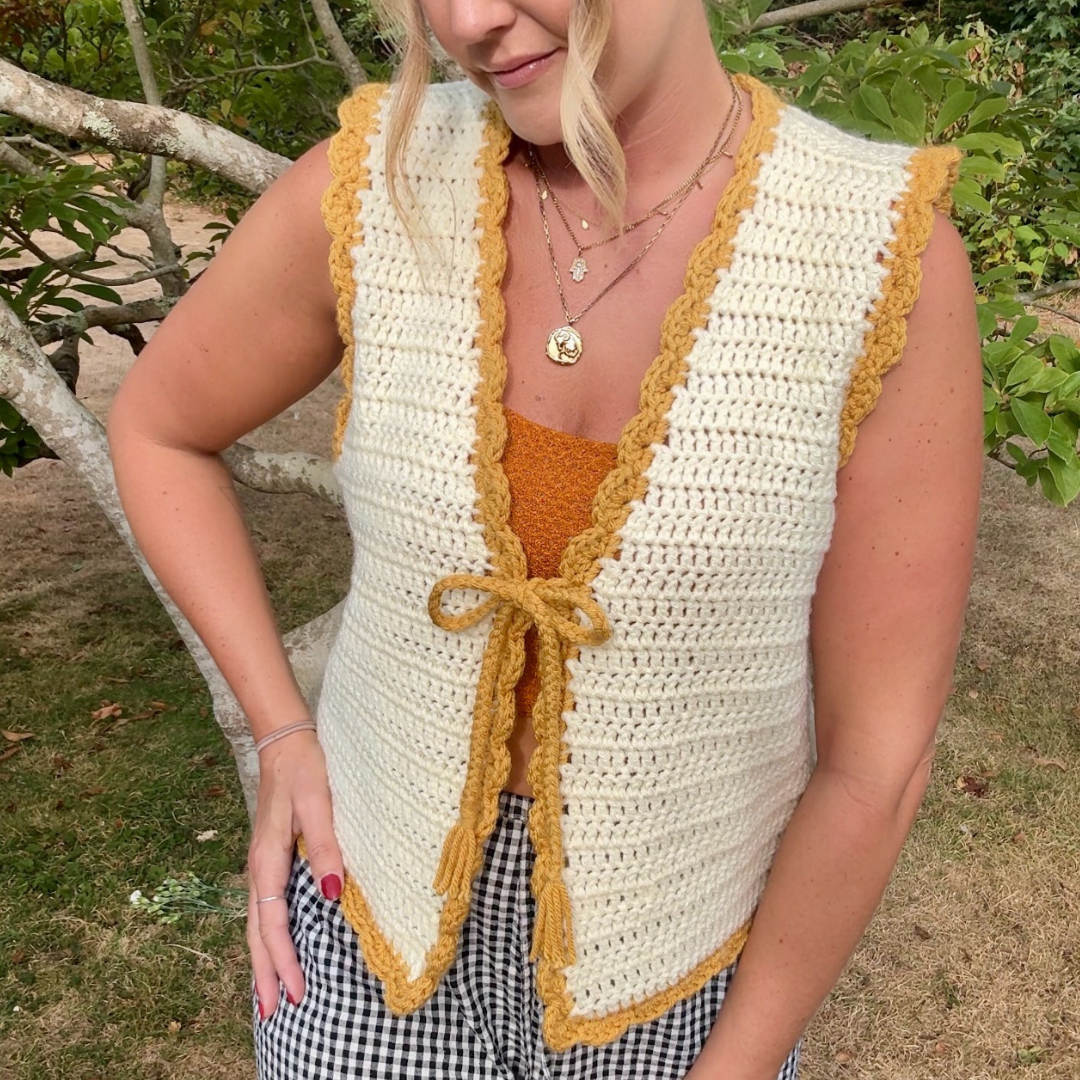Crochet pattern - The Hallie Tie Front Top | Digital crochet pattern | beginner friendly pattern | tie front top crochet pattern