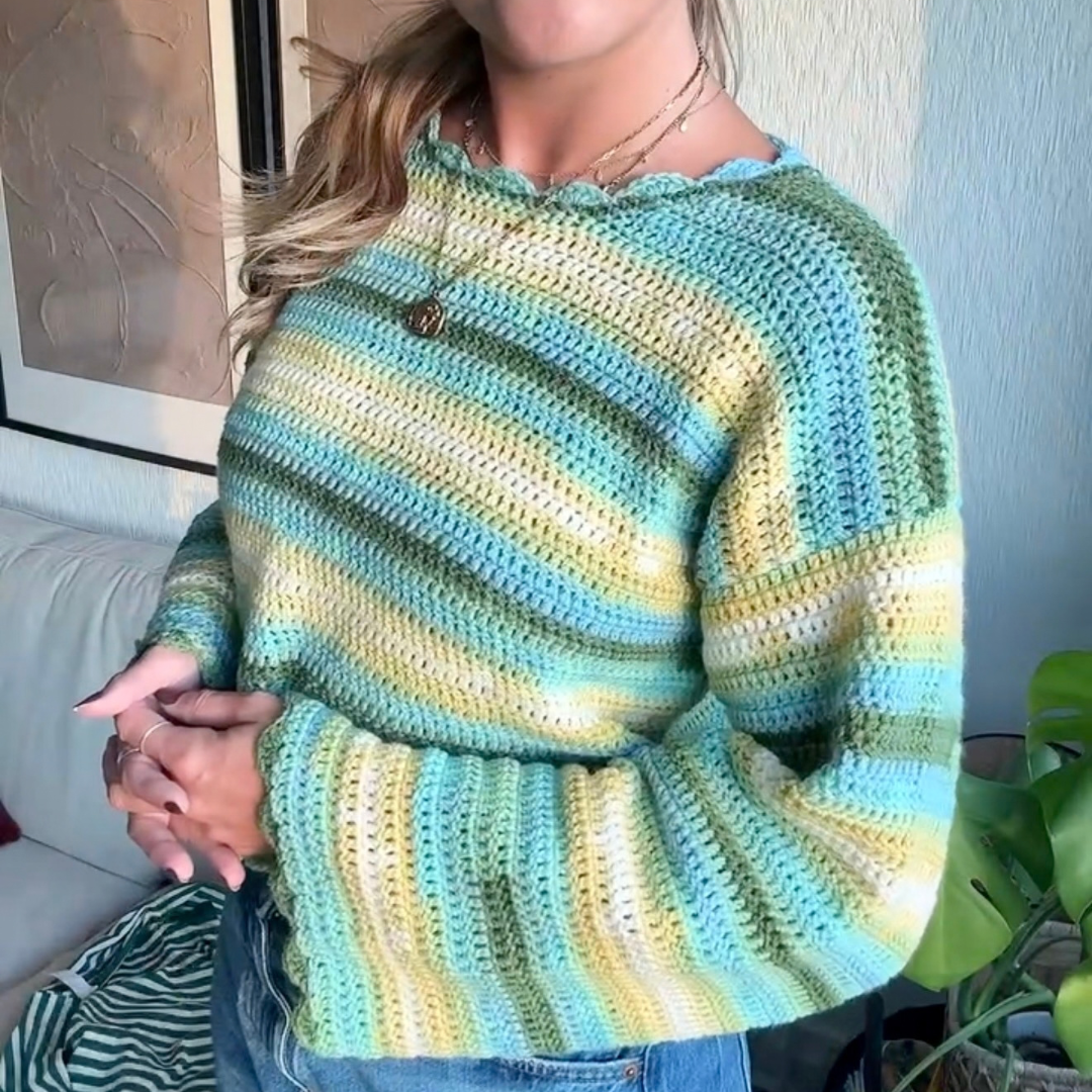 Hallie Aurora Sweater crochet kit | easy crochet sweater crochet kit | lightweight crochet sweater | DIY crochet kit