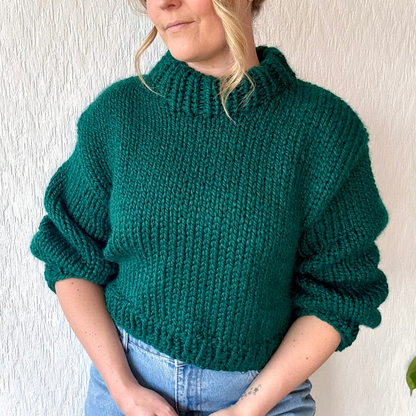 chunky cropped jumper digital knitting pattern | beginner friendly | 