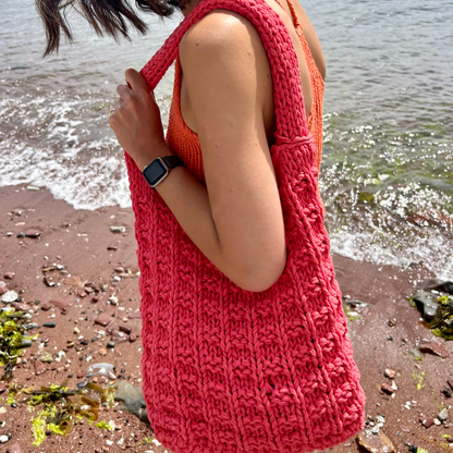 digital knitting pattern | chunky beach bag knitting pattern | beginner friendly