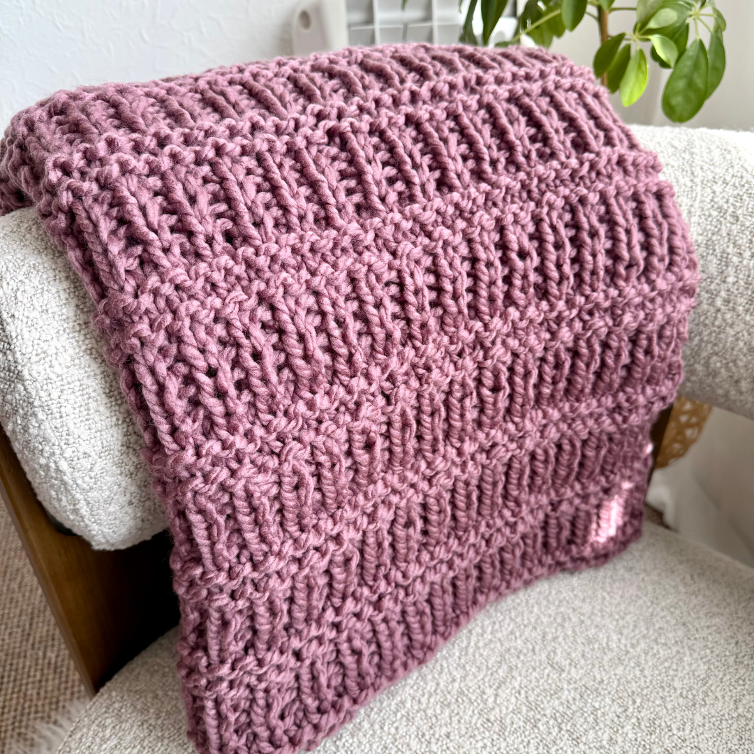 Chunky Hurdle Stitch Blanket Knitting Pattern | Digital Knitting Pattern | Beginner Friendly