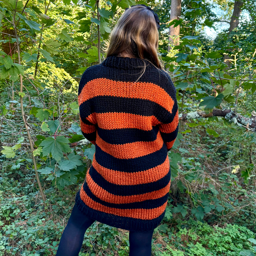 Stripe jumper dress knitting pattern | digital knitting pattern PDF | chunky jumper dress knitting pattern