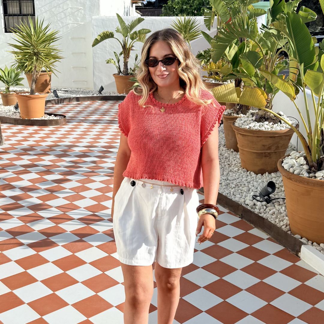 The Maddie Tee - Summer knit pattern | double knit cotton tee pattern | digital knitting pattern | intermediate level knit
