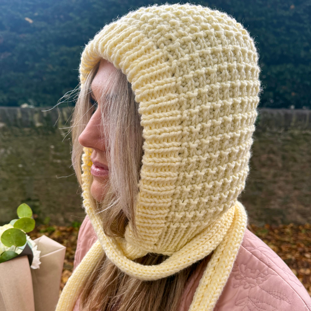 Hurdle stitch bonnet knit kit | knitting kit | beginner friendly | bonnet knitting kit