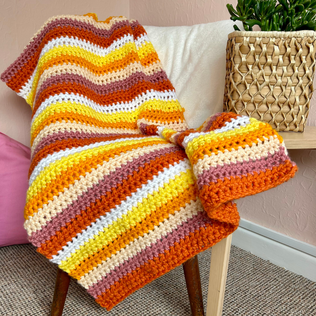 stripe crochet blanket pattern | digital download crochet pattern | beginner friendly