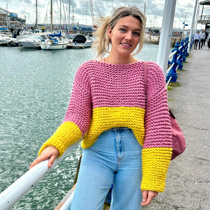 wool blend chunky beginner jumper knit kit
