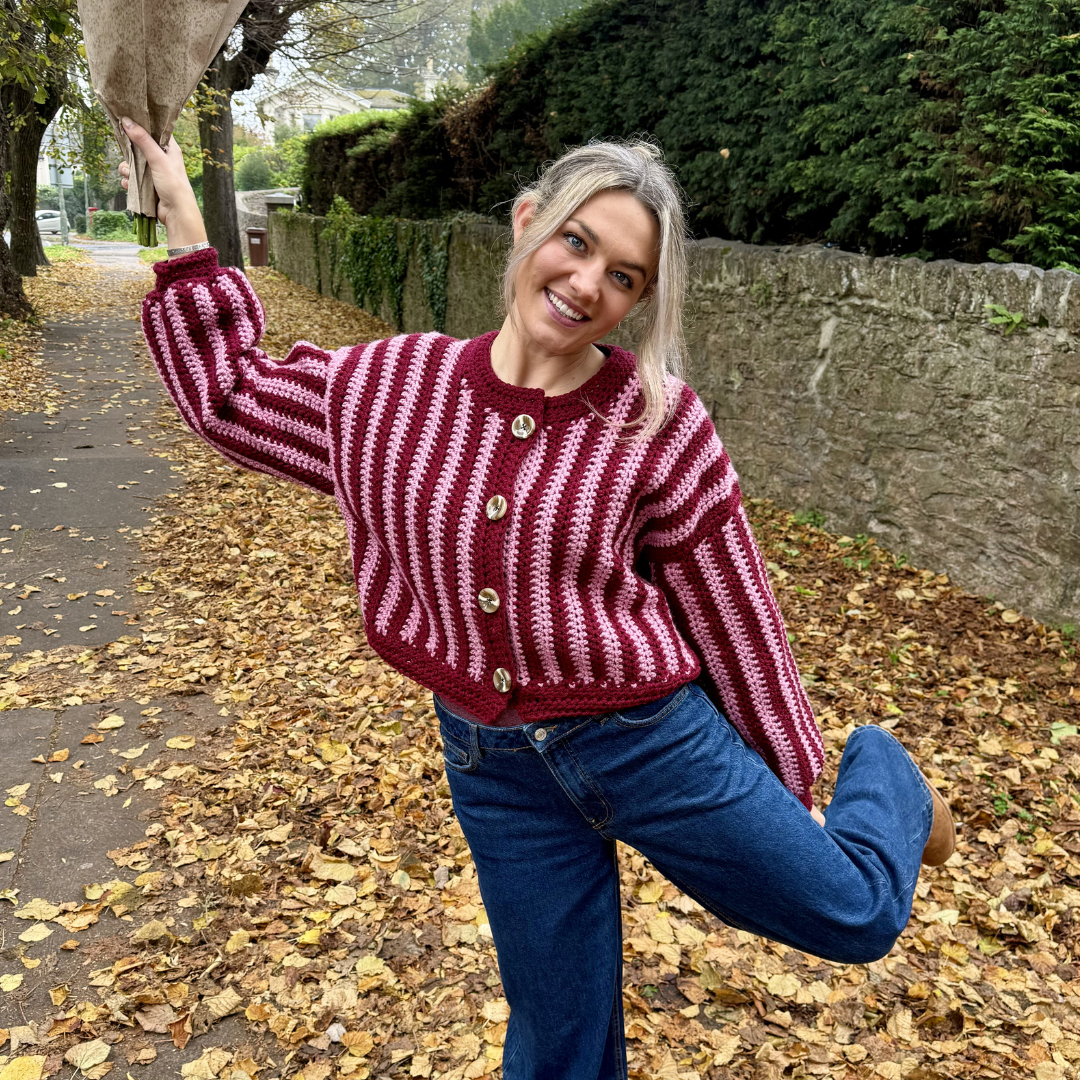 Sophie cardigan pattern | stripe chunky cardigan crochet pattern