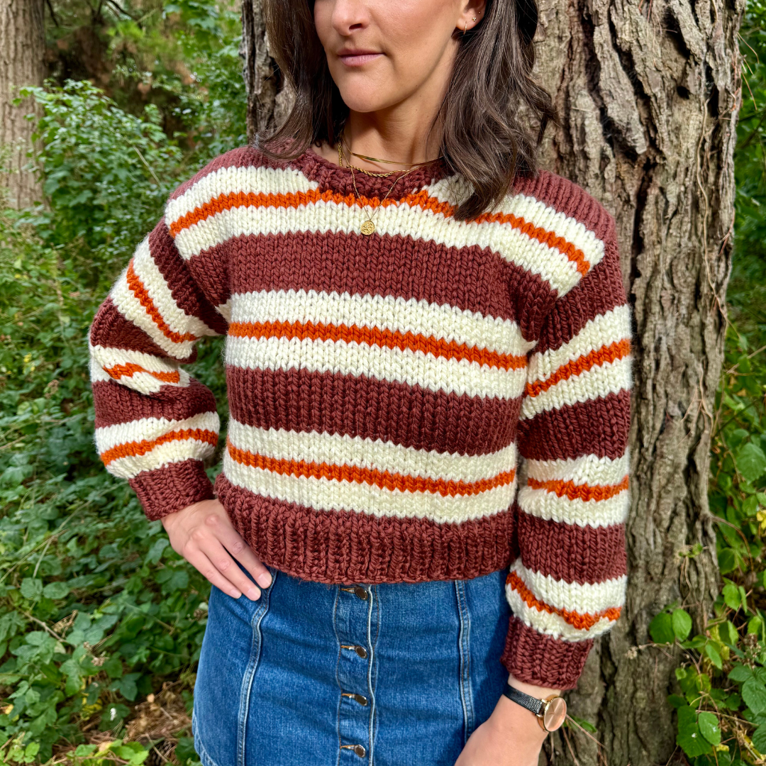 Stripe Caitlin Jumper knitting pattern | digital knitting pattern | chunky sweater pattern