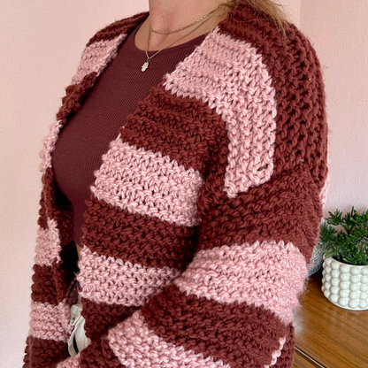 Stripe Beginner cardigan knitting kit | easy cardigan knit kit | chunky cardigan kit | beginner friendly 