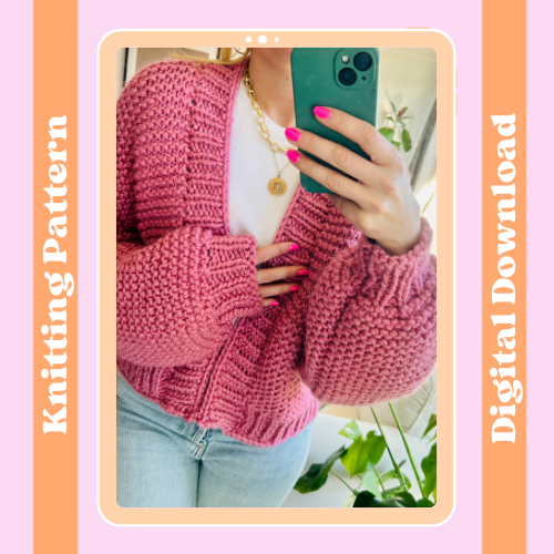Easy cardigan knitting pattern | digital knitting pattern | the blossom cardigan beginner friendly knitting pattern