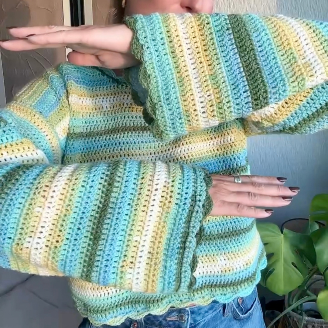 Hallie Aurora Sweater crochet kit | easy crochet sweater crochet kit | lightweight crochet sweater | DIY crochet kit