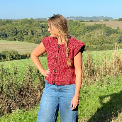 Sophie Button Tank Top Crochet Kit | DK crochet kit | complete DIY crochet kit | Autumn