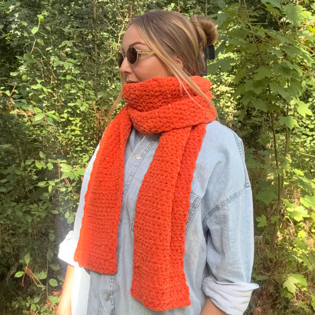 squishy chenille crochet scarf kit | complete DIY crochet scarf kit | squishy scarf