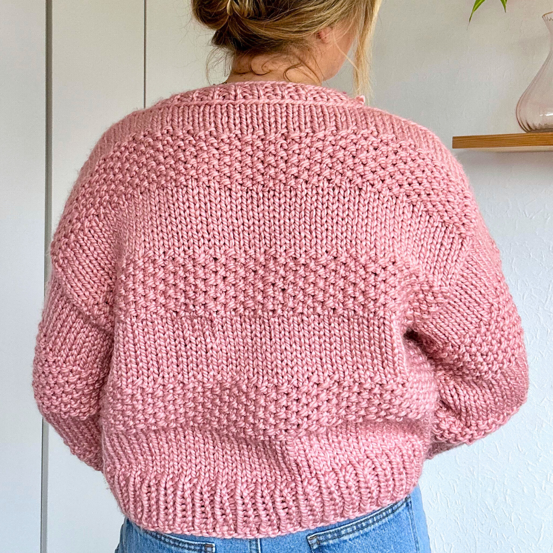 seed stitch chunky knit jumper pattern - beginner friendly