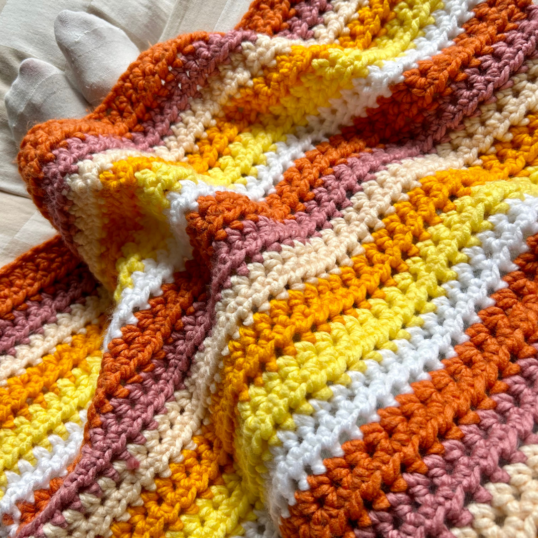 stripe crochet blanket pattern | digital download crochet pattern | beginner friendly