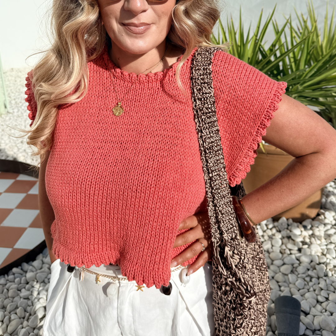 The Maddie Tee - Summer knit pattern | double knit cotton tee pattern | digital knitting pattern | intermediate level knit