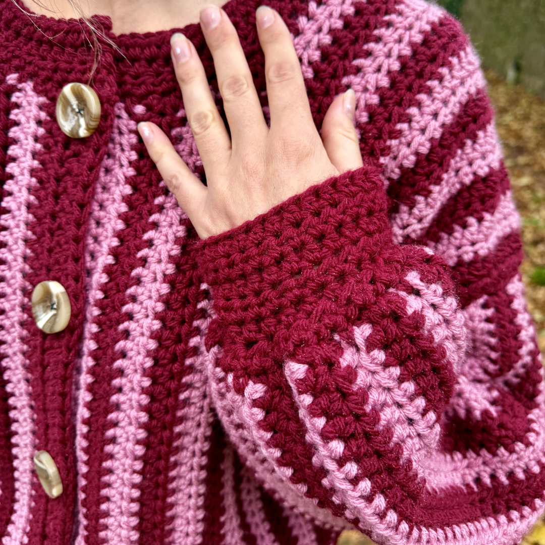 Sophie cardigan pattern | stripe chunky cardigan crochet pattern