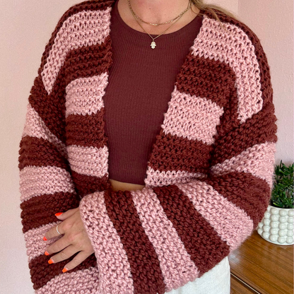 Stripe Beginner cardigan knitting kit | easy cardigan knit kit | chunky cardigan kit | beginner friendly 