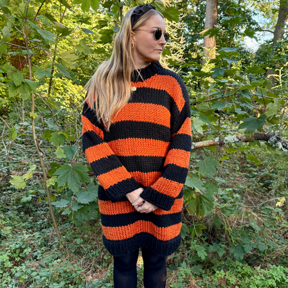 chunky stripe jumper dress knitting kit | beginner friendly knit kit | stripe jumper dress knit kit