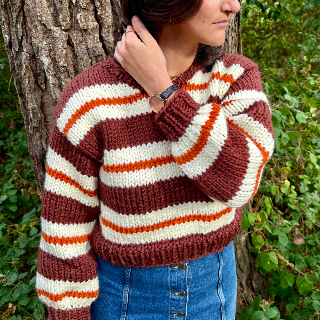 Stripe Caitlin Jumper knitting pattern | digital knitting pattern | chunky sweater pattern