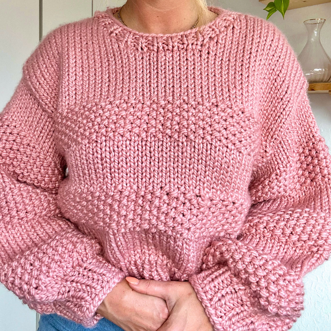 wool blend chunky seed stitch jumper knitting kit 