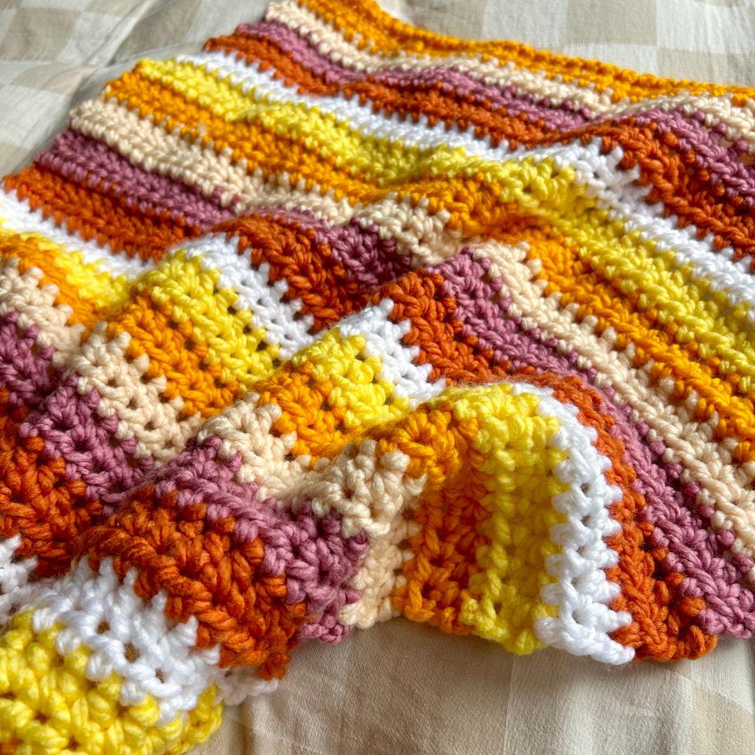 stripe crochet blanket pattern | digital download crochet pattern | beginner friendly