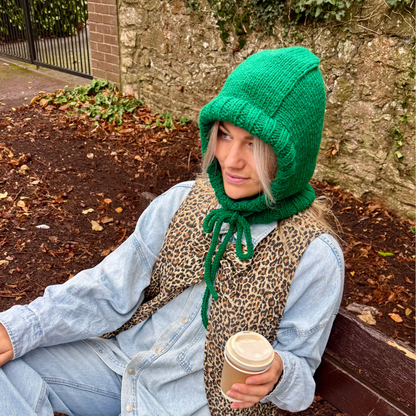 Knitted hood knitting kit | complete DIY knitting kit | knit your own hood with I-cord tie