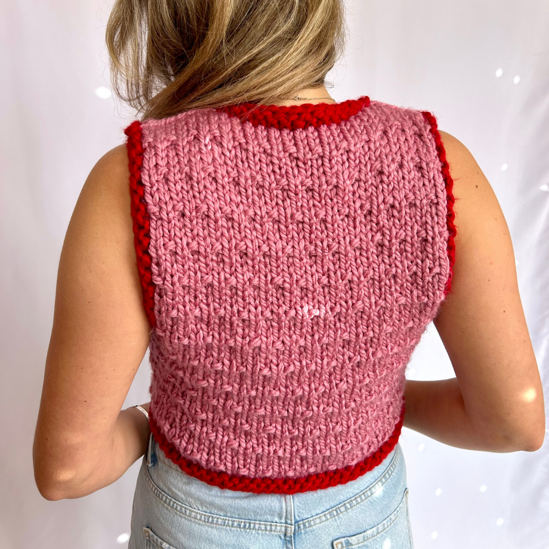 The Georgia Waistcoat - Chunky textured waistcoat digital knitting pattern
