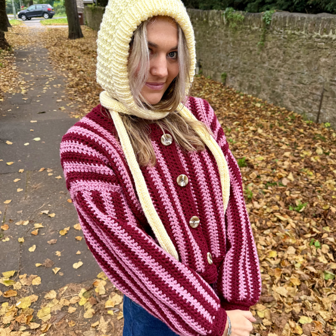 Sophie cardigan pattern | stripe chunky cardigan crochet pattern