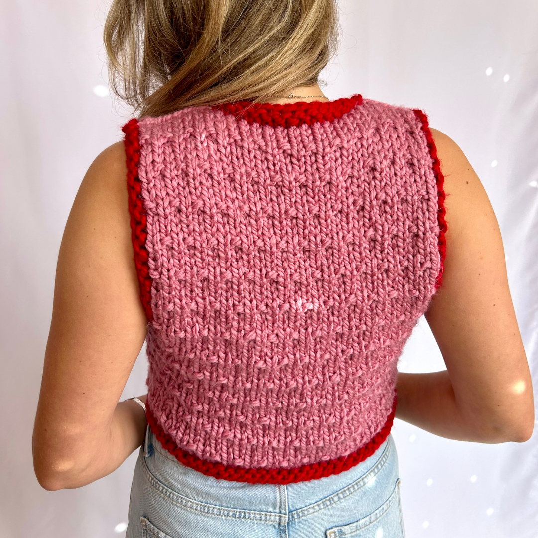 The Georgia Waistcoat - chunky textured cute waistcoat knitting kit