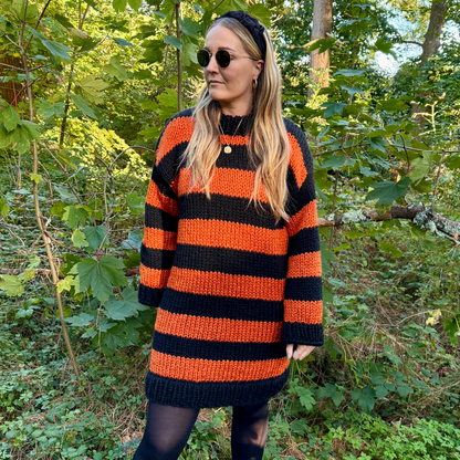 Stripe jumper dress knitting pattern | digital knitting pattern PDF | chunky jumper dress knitting pattern